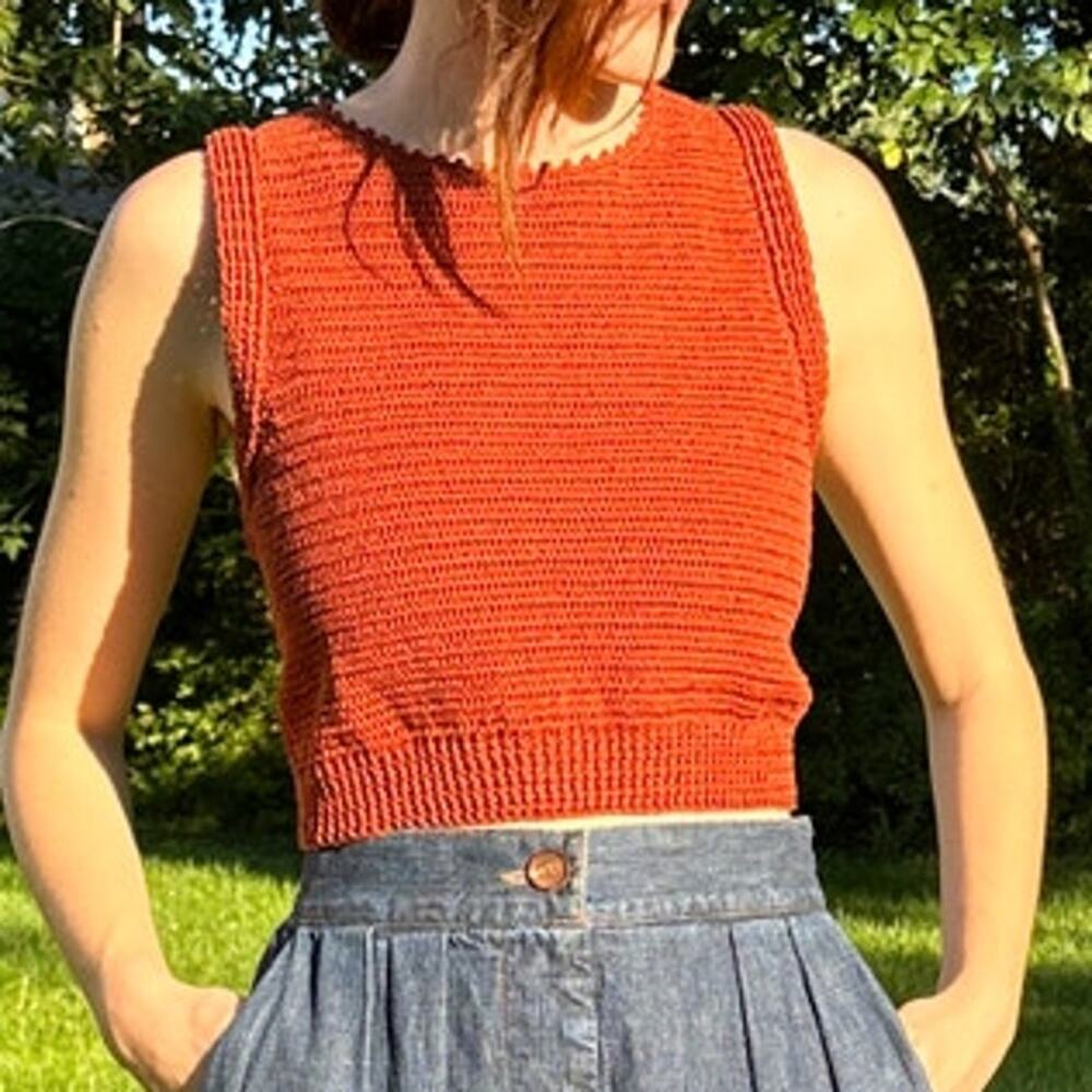 Rachel Comey Lois 100% Cotton Crochet Knit Sleeveless Top Cocoa Small NWT $388